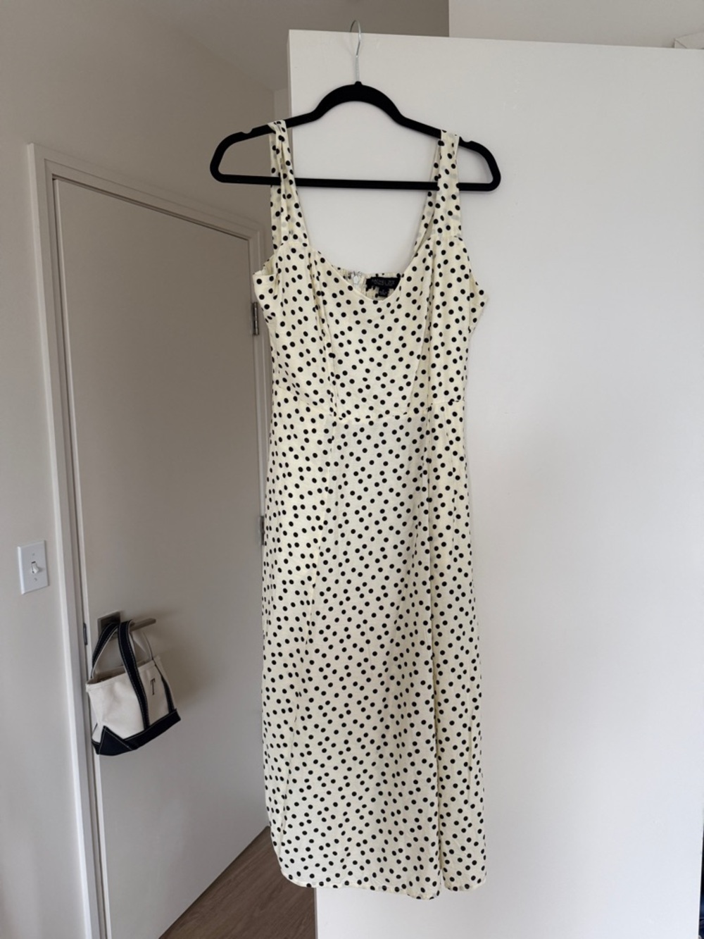 Rachel Zoe Cream Midi Dress with Black Polka Dots